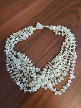 Vintage Sajen Multi Strand Genuine Tumbled Green Fluorite Necklace.